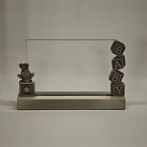 Green Tree Gallery 4x6 Baby Bunny ABC Blocks Glass Photo Frame Brushed Metal